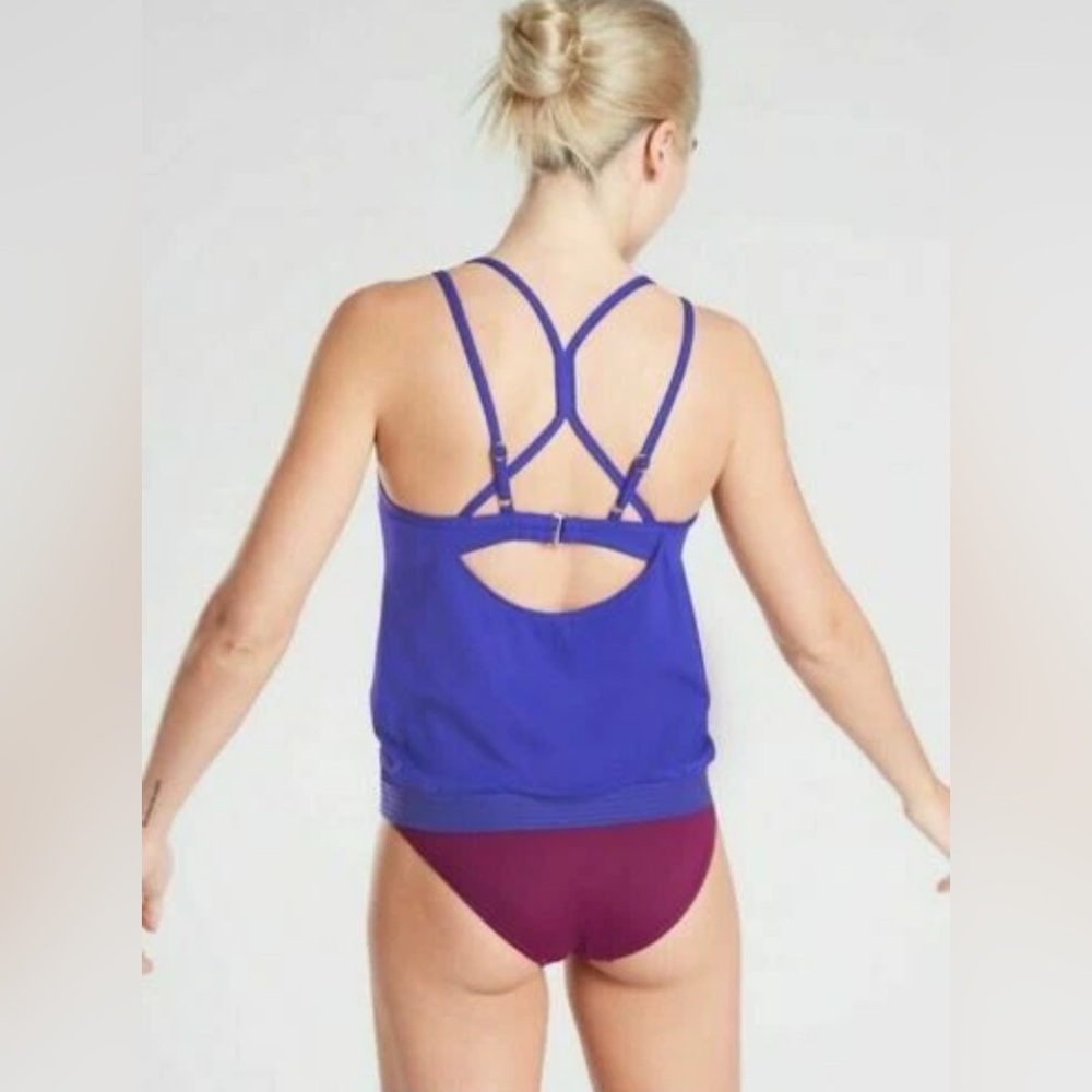 NEW [Athleta] Cross Back Adjustable Swim Tankini Top in Yacht Blue Women’s 34B/C - Picture 3 of 12